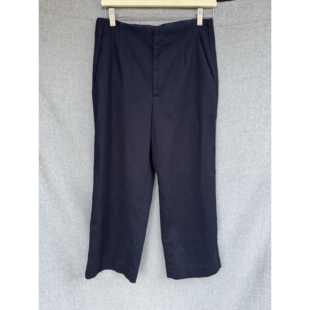 Banana Republic Pants 8 Womens High Rise Wide Leg Trouser Navy Blue Crop‎